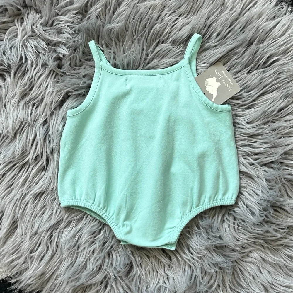 Lucky Jade Little Girls' Teal Ruffled Bubble Size 3/6 Month NEW